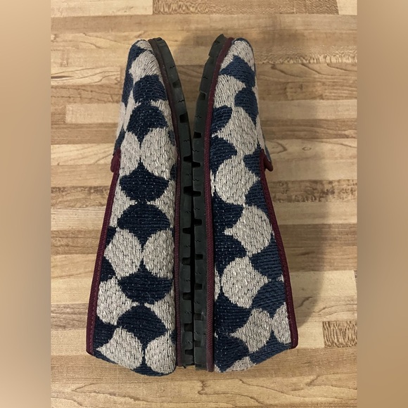 Muné Slippers Blue/cream Almond Toe Pull On Sustainable Flat Shoes Sz 37 (US 7) - Picture 5 of 9